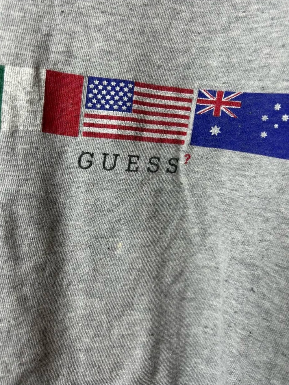 Vintage 90s Guess T Shirt Flags Graphic Design Gray Size Large Guess? - Picture 6 of 8